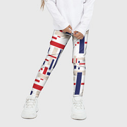 Леггинсы для девочки Геометрический узор Орион красно-синий на белом, цвет: 3D-принт — фото 2
