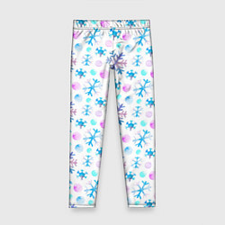 Леггинсы для девочки Снежинки - новый год, цвет: 3D-принт