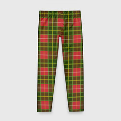 Леггинсы для девочки Ткань Шотландка красно-зелёная, цвет: 3D-принт