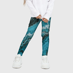 Леггинсы для девочки Тёмно-синие разливающиеся краски, цвет: 3D-принт — фото 2