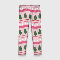 Леггинсы для девочки Новогодний свитер: розовый, цвет: 3D-принт