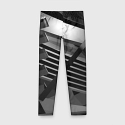 Леггинсы для девочки Жёсткий абстрактный серый и тёмно-серый металл, цвет: 3D-принт