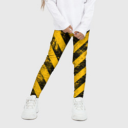 Леггинсы для девочки WARNING - желто-черные полосы, цвет: 3D-принт — фото 2