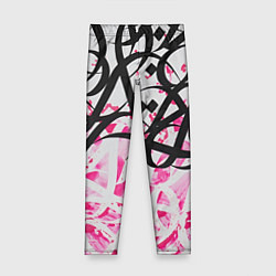 Леггинсы для девочки Черно-розовая каллиграфия, цвет: 3D-принт