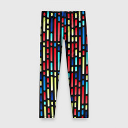 Леггинсы для девочки Неоновые полосы - авангардный паттерн, цвет: 3D-принт
