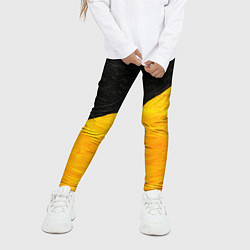Леггинсы для девочки Черно-желтые масляные краски, цвет: 3D-принт — фото 2