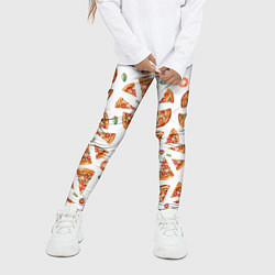 Леггинсы для девочки Кусочки пиццы - паттерн на белом, цвет: 3D-принт — фото 2