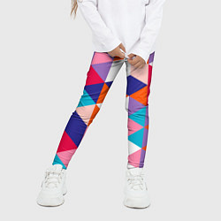 Леггинсы для девочки Ромбический разноцветный паттерн, цвет: 3D-принт — фото 2