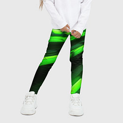Леггинсы для девочки Green neon abstract, цвет: 3D-принт — фото 2