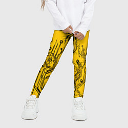 Леггинсы для девочки Киберпанк Yellow-Black, цвет: 3D-принт — фото 2