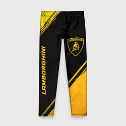 Леггинсы для девочки Lamborghini - gold gradient: надпись, символ, цвет: 3D-принт