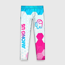Леггинсы для девочки Among Us neon gradient style: надпись, символ, цвет: 3D-принт