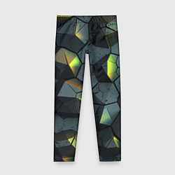 Леггинсы для девочки Черная текстура с зелеными камнями, цвет: 3D-принт