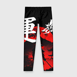 Леггинсы для девочки Японский самурай и красная луна, цвет: 3D-принт