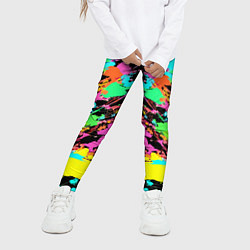 Леггинсы для девочки Красочный зеркальный паттерн - кляксы, цвет: 3D-принт — фото 2