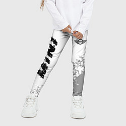 Леггинсы для девочки Mini speed на светлом фоне со следами шин вертикал, цвет: 3D-принт — фото 2