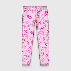Леггинсы для девочки Паттерн - розовые граффити, цвет: 3D-принт