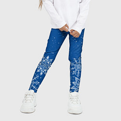 Леггинсы для девочки Текстура снежинок на синем фоне, цвет: 3D-принт — фото 2