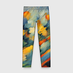 Леггинсы для девочки Жёлтые и синие мазки, цвет: 3D-принт