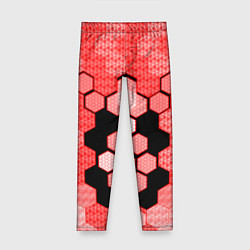 Леггинсы для девочки Красная кибер броня hexagons, цвет: 3D-принт