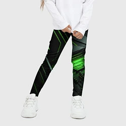 Леггинсы для девочки Металл и зеленый яркий неоновый свет, цвет: 3D-принт — фото 2