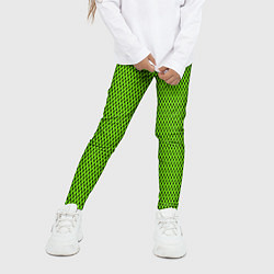 Леггинсы для девочки Кислотный зелёный имитация сетки, цвет: 3D-принт — фото 2