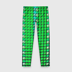 Леггинсы для девочки Зелёные плитки и чёрная обводка, цвет: 3D-принт