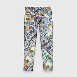 Леггинсы для девочки Банкноты сто долларов, цвет: 3D-принт