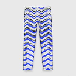 Леггинсы для девочки Black and blue stripes on a white background, цвет: 3D-принт