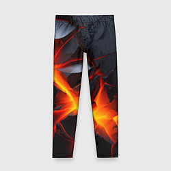 Леггинсы для девочки Камни в разломе красный свет, цвет: 3D-принт