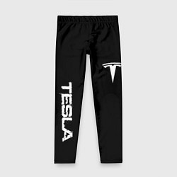 Леггинсы для девочки Tesla logo white, цвет: 3D-принт