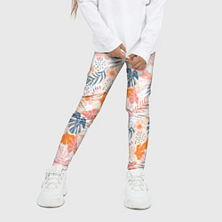 Леггинсы для девочки Паттерн узор листьев, цвет: 3D-принт — фото 2