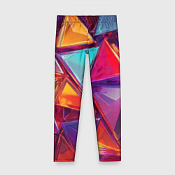 Леггинсы для девочки Разноцветные треугольники 2, цвет: 3D-принт