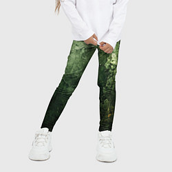 Леггинсы для девочки Зеленый камуфляж с эффектом старины, цвет: 3D-принт — фото 2