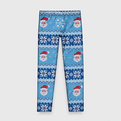 Леггинсы для девочки Вязаный новогодний узор с Дедом Морозом, цвет: 3D-принт