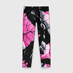 Леггинсы для девочки Чёрные линии на чёрно-розовом фоне, цвет: 3D-принт