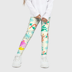 Леггинсы для девочки Зимний новогодний узор, цвет: 3D-принт — фото 2