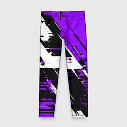 Леггинсы для девочки Diagonal black and white stripes on a purple backg, цвет: 3D-принт