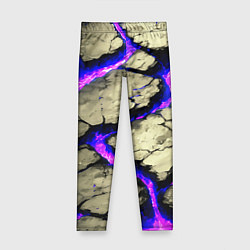 Леггинсы для девочки Треснувший камень фиолетовый, цвет: 3D-принт