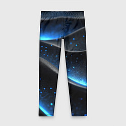 Леггинсы для девочки Черная волнистая текстура с синей пыльцой, цвет: 3D-принт