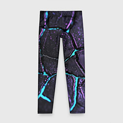 Леггинсы для девочки Фиолетовые плиты с голубым свечением, цвет: 3D-принт