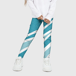Леггинсы для девочки Бело-голубой абстракция с полосами, цвет: 3D-принт — фото 2