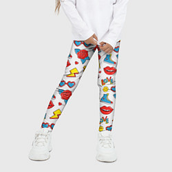 Леггинсы для девочки Паттерн с яркими молодежными стикерами, цвет: 3D-принт — фото 2