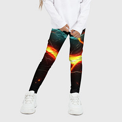 Леггинсы для девочки Лава в черной текстуре, цвет: 3D-принт — фото 2