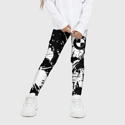 Леггинсы для девочки BMW черно белые краски, цвет: 3D-принт — фото 2