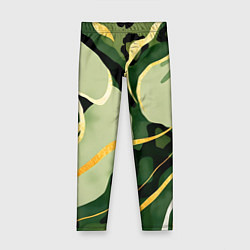 Леггинсы для девочки Зеленый природный паттерн, цвет: 3D-принт
