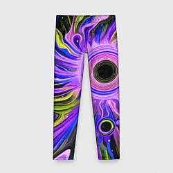 Леггинсы для девочки Абстрактный неоновый космос - чёрная дыра, цвет: 3D-принт