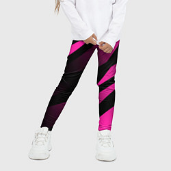 Леггинсы для девочки Чёрно-розовый абстракция с полосами, цвет: 3D-принт — фото 2