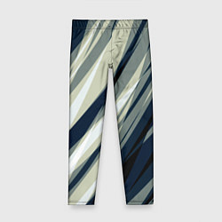 Леггинсы для девочки Синий с оливковым диагональные полосы, цвет: 3D-принт