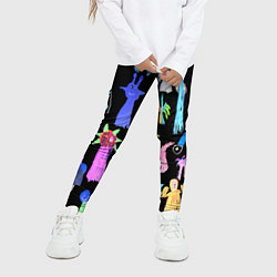 Леггинсы для девочки Яркие монстры на черном фоне, цвет: 3D-принт — фото 2